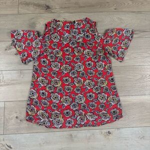 Kut from the Kloth Women’s Floral Cold Shoulder Short Sleeve Top